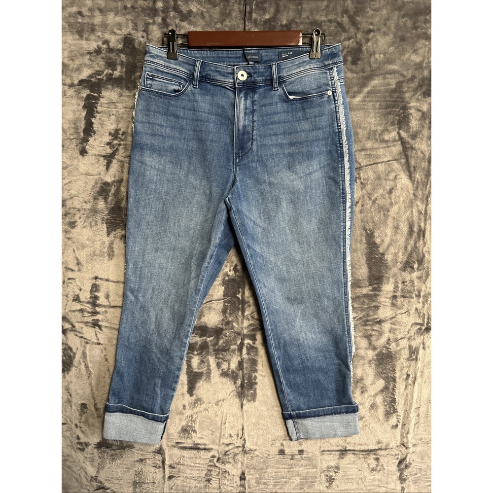 J.Jill Womens 8 High Rise Cropped Fringed Cuffed Jeans‎